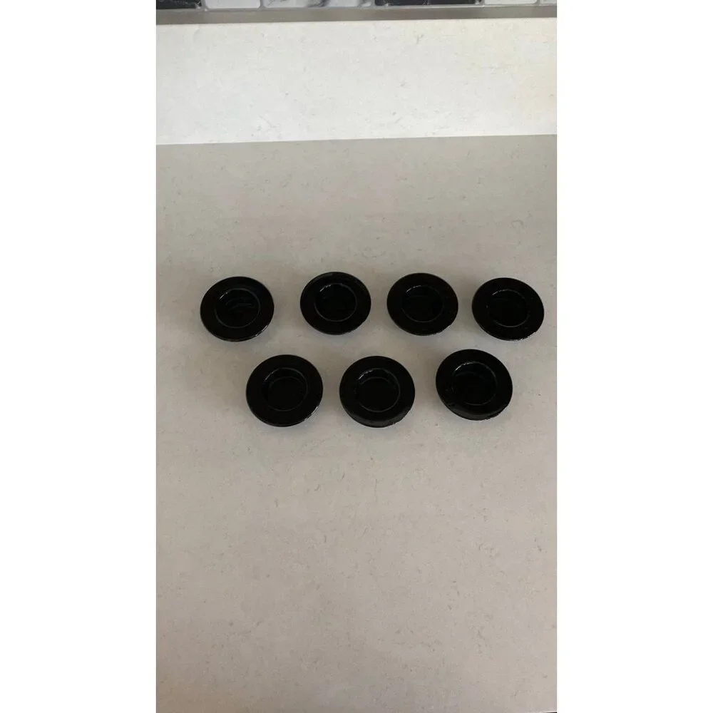 Set of seven (7) CRATE & BARREL Black Glass Tea Light Candle Votive Holder 3 in